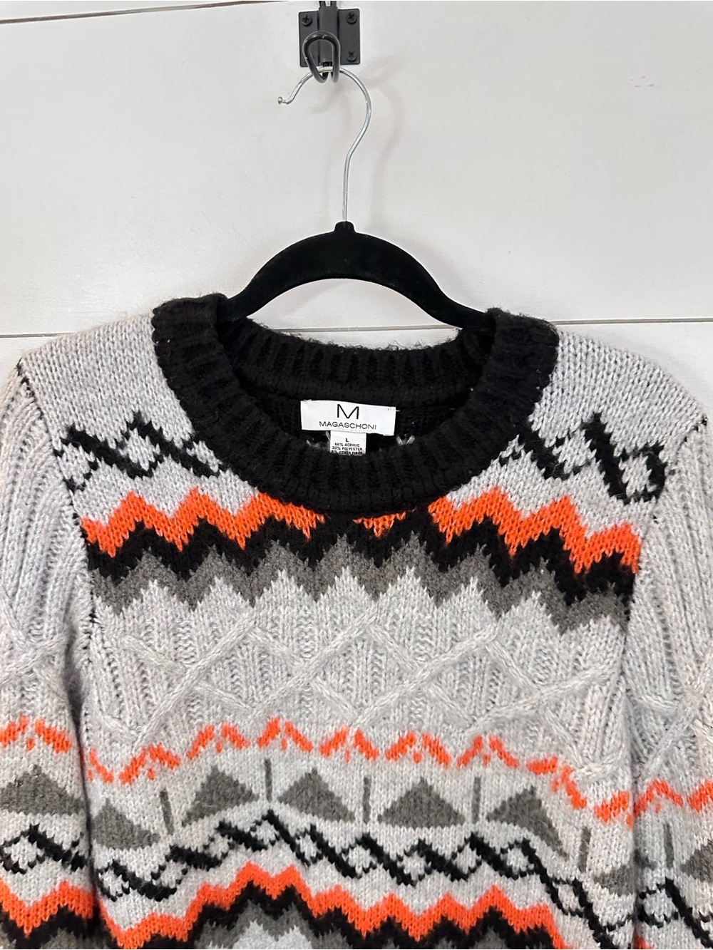 Magashoni L grey chunky fisherman cabin nordic cable knit sweater softcore - Picture 5 of 14